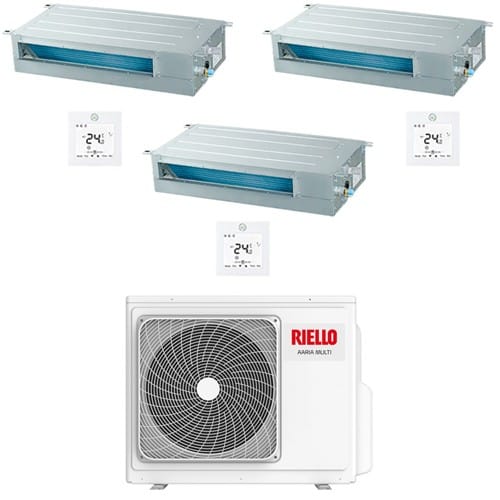 Climatizzatore Condizionatore Riello Canalizzato Trial Split Inverter R32 12000 + 12000 + 12000 Btu Con U.e Aaria Multi 485 Pi Classe A++/a+