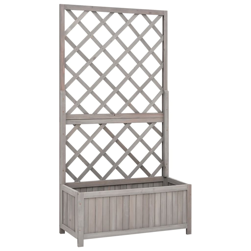 Vidaxl Grau Garten-Spalier Mit Blumenkasten 70X30x135 Cm Tannenholz