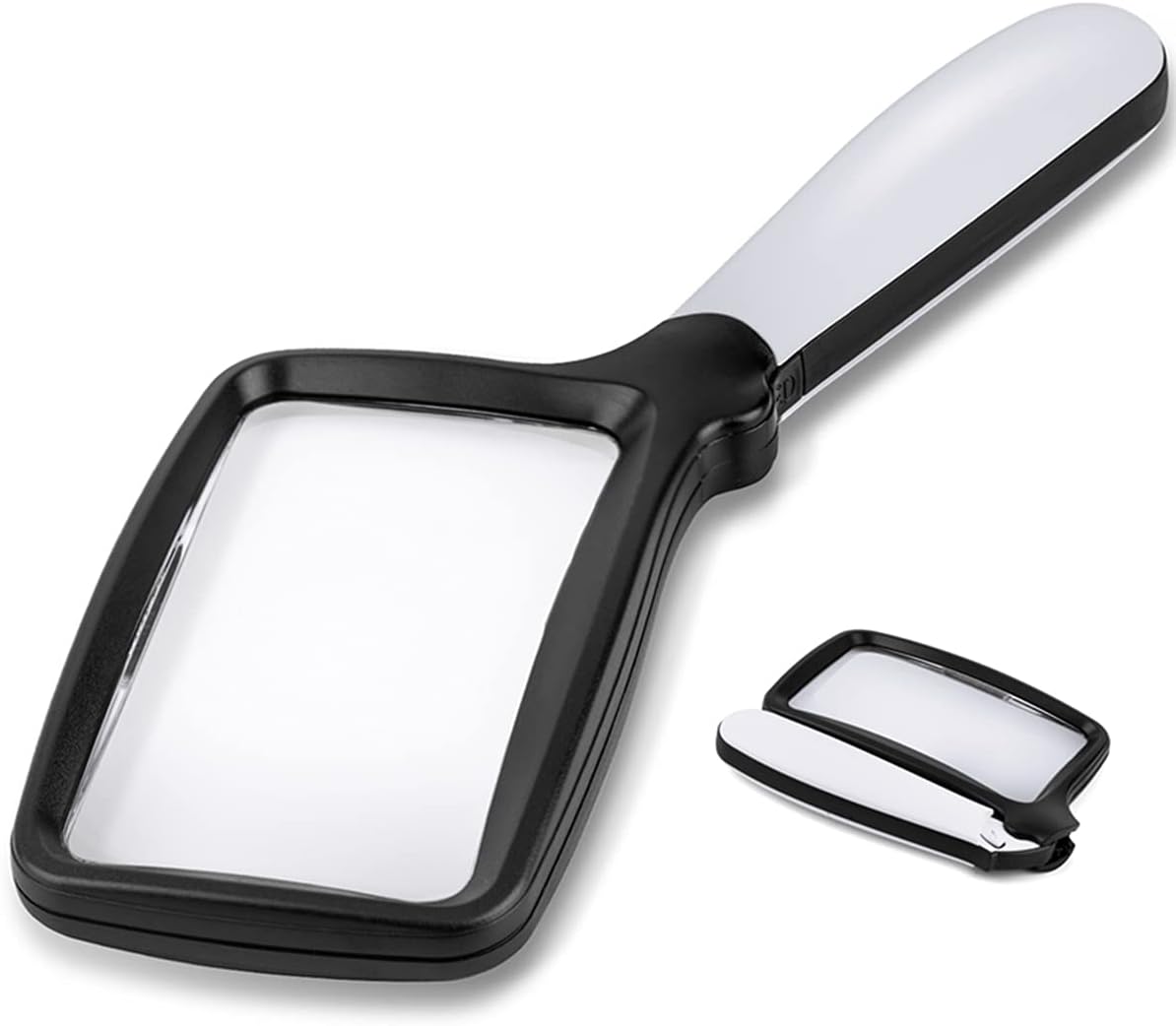 Loupe de lecture pliable avec 5 LED, grossissement 2x, 2 modes d'éclairage réglables
