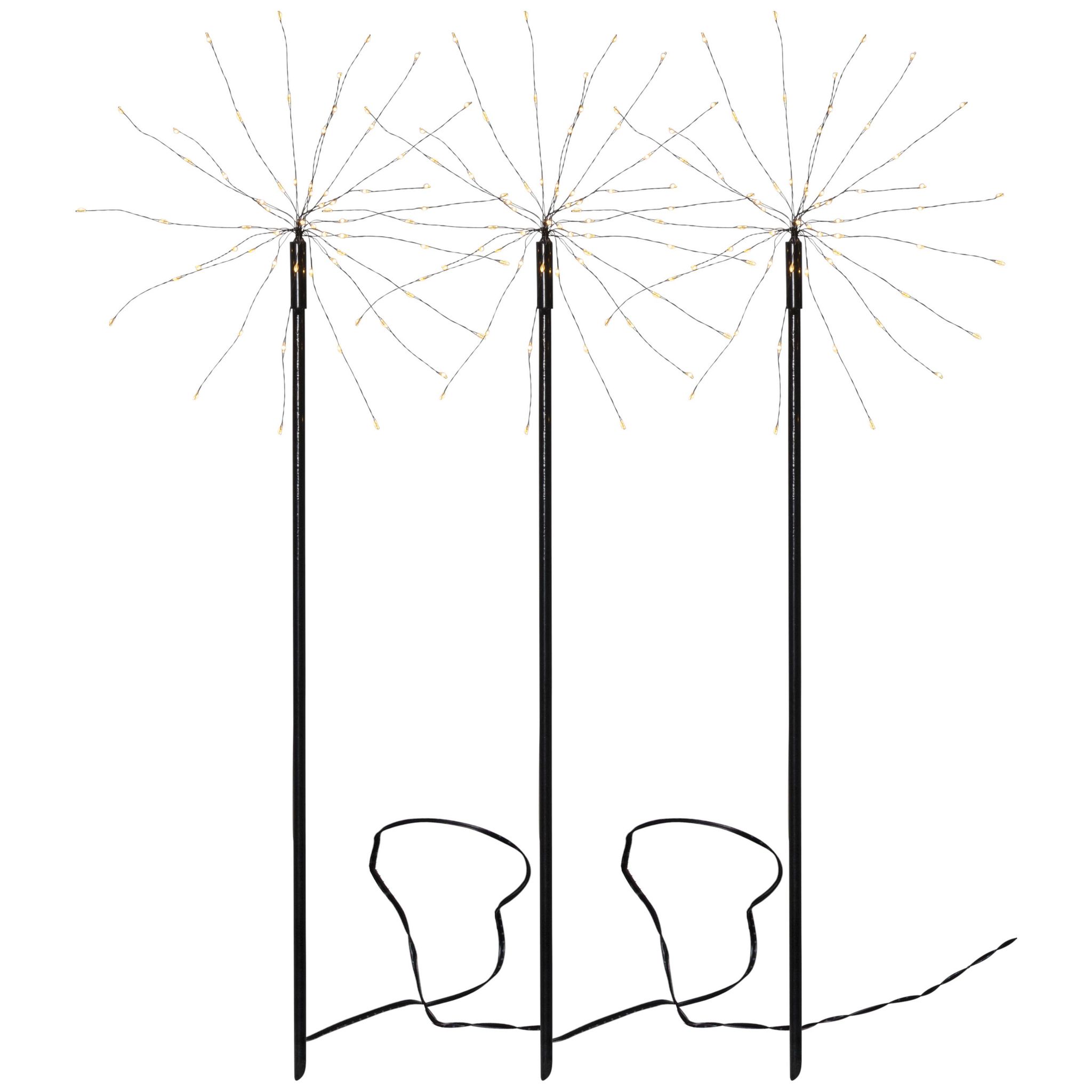 Star Trading Schwarz Led Leuchtstäbe ,Firework', Outdoor Feuerwerk, Netzbetrieb, Warmweiß, H 65Cm, Ø 27Cm