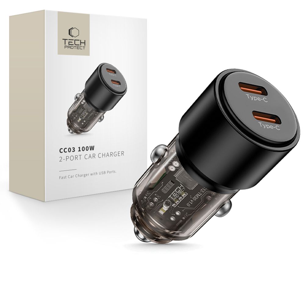 Oem Tech-Protect Cc03 2-Port-Kfz-Ladegerät Pd100w Schwarz
