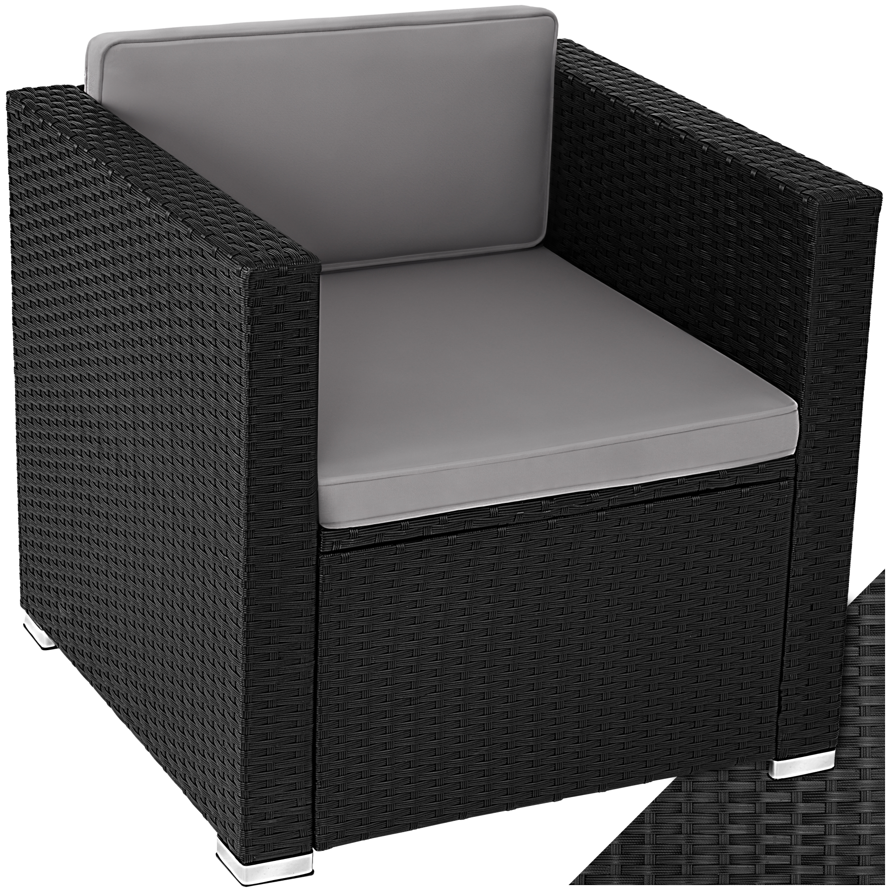 Tectake - Fauteuil De Jardin En Rotin Résistant Avec Coussins D'Assise