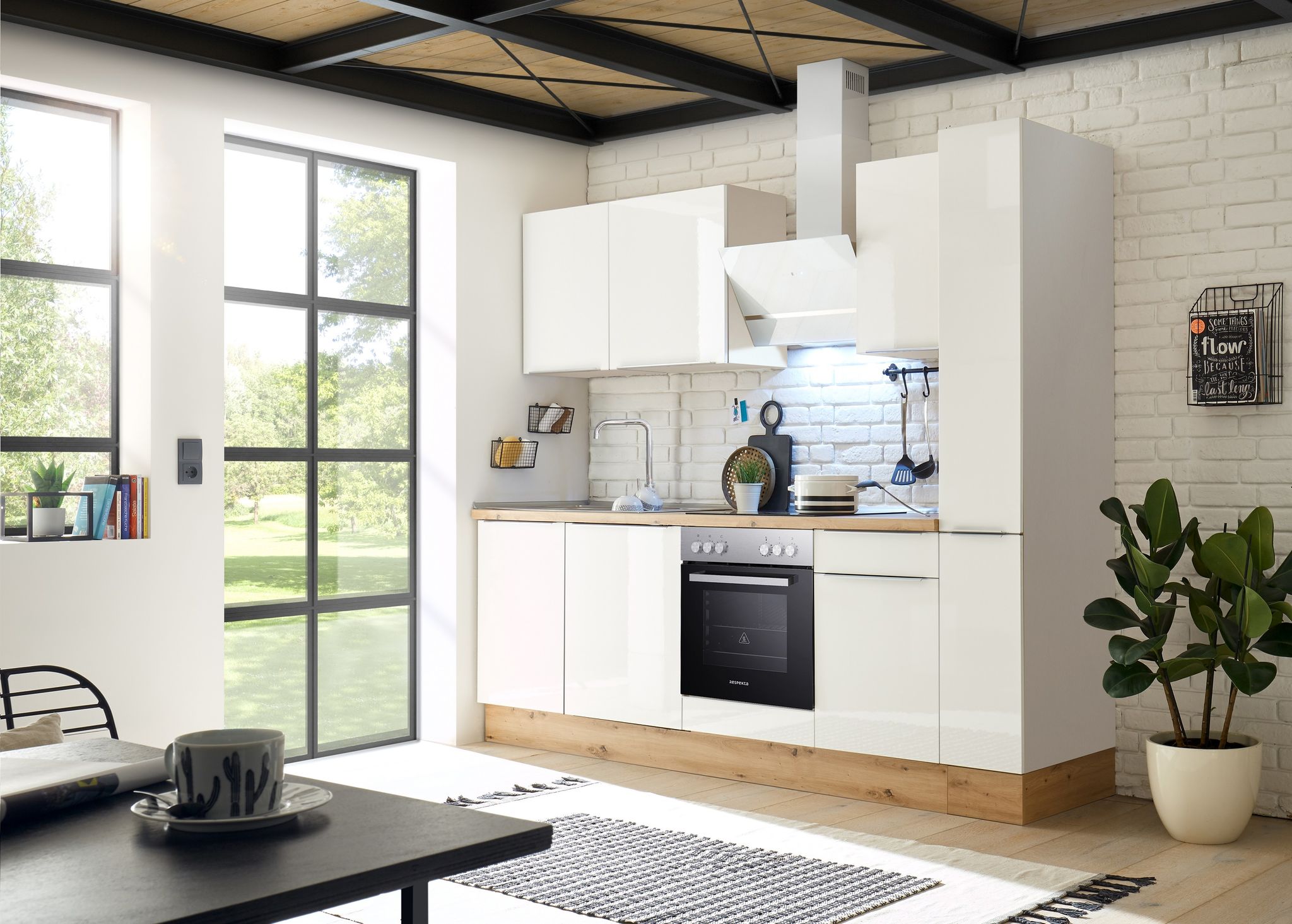 Küche Küchenzeile Küchenblock Marleen Premium 250 Cm Weiß Artisan Eiche Respekta