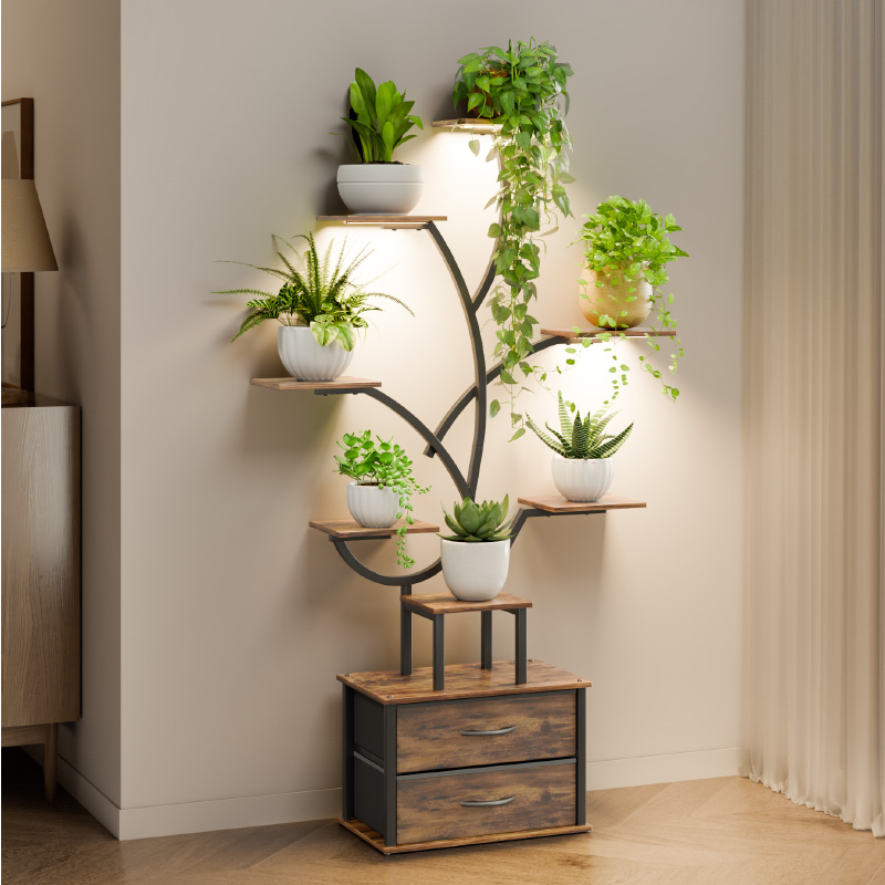 Mondeer – Porte Plantes Avec Lampes De Croissance – Étagère 160 Cm Avec