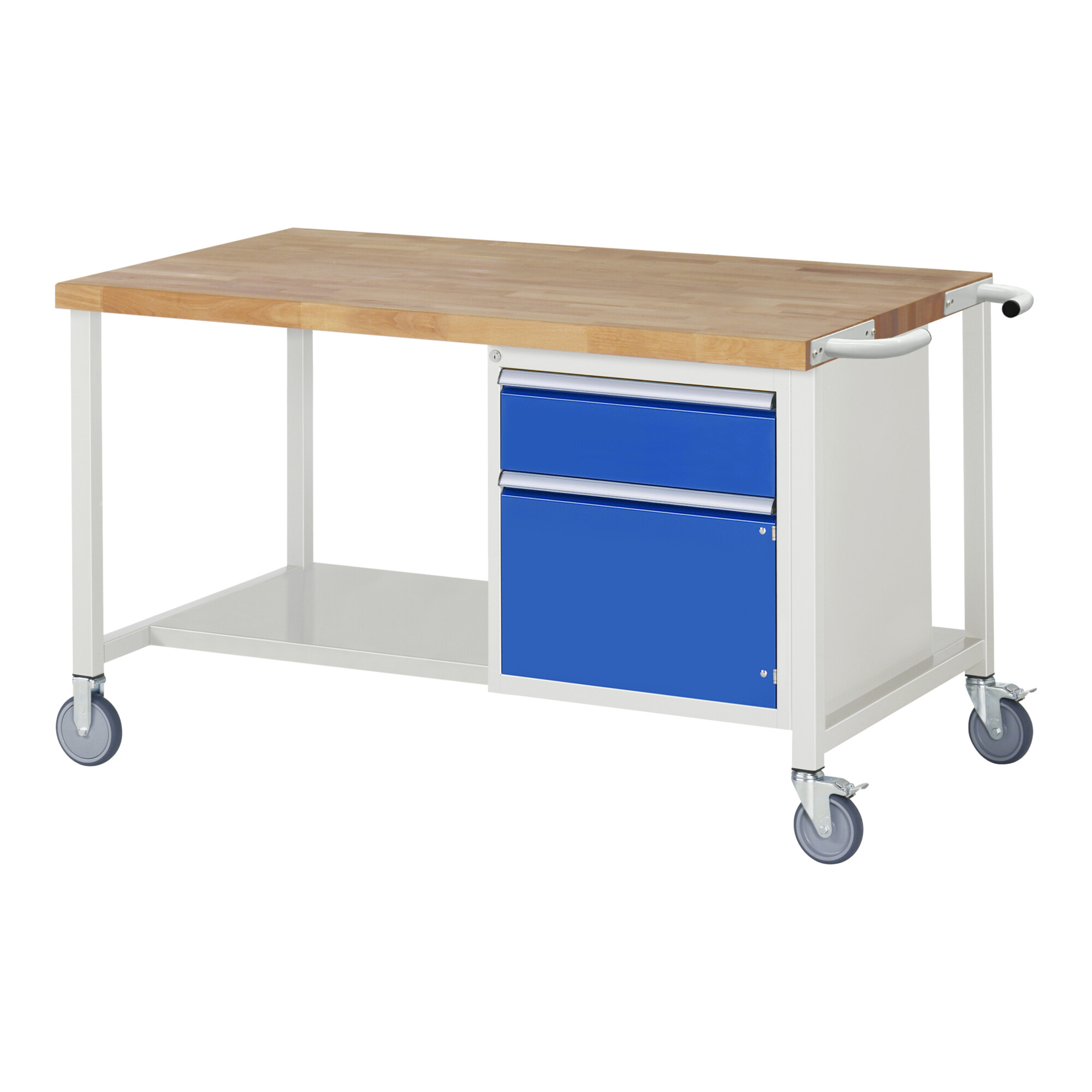 Fahrbare Werkbank 8152, B1500xt900xh880mm, 1x Schublade-ta, 1x Tür - Rau