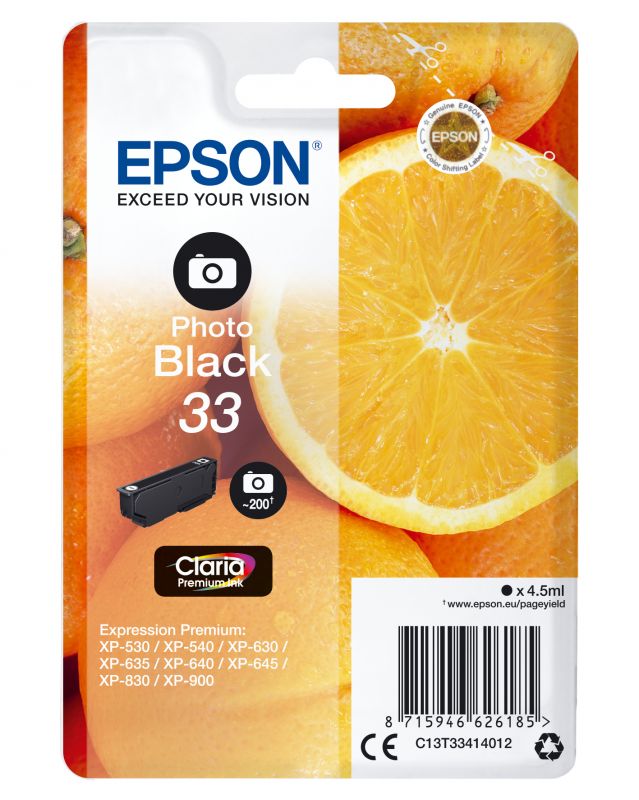 Epson Oranges C13t33414022 Cartuccia D'Inchiostro 1 Pz Originale Nero Per Foto Epson