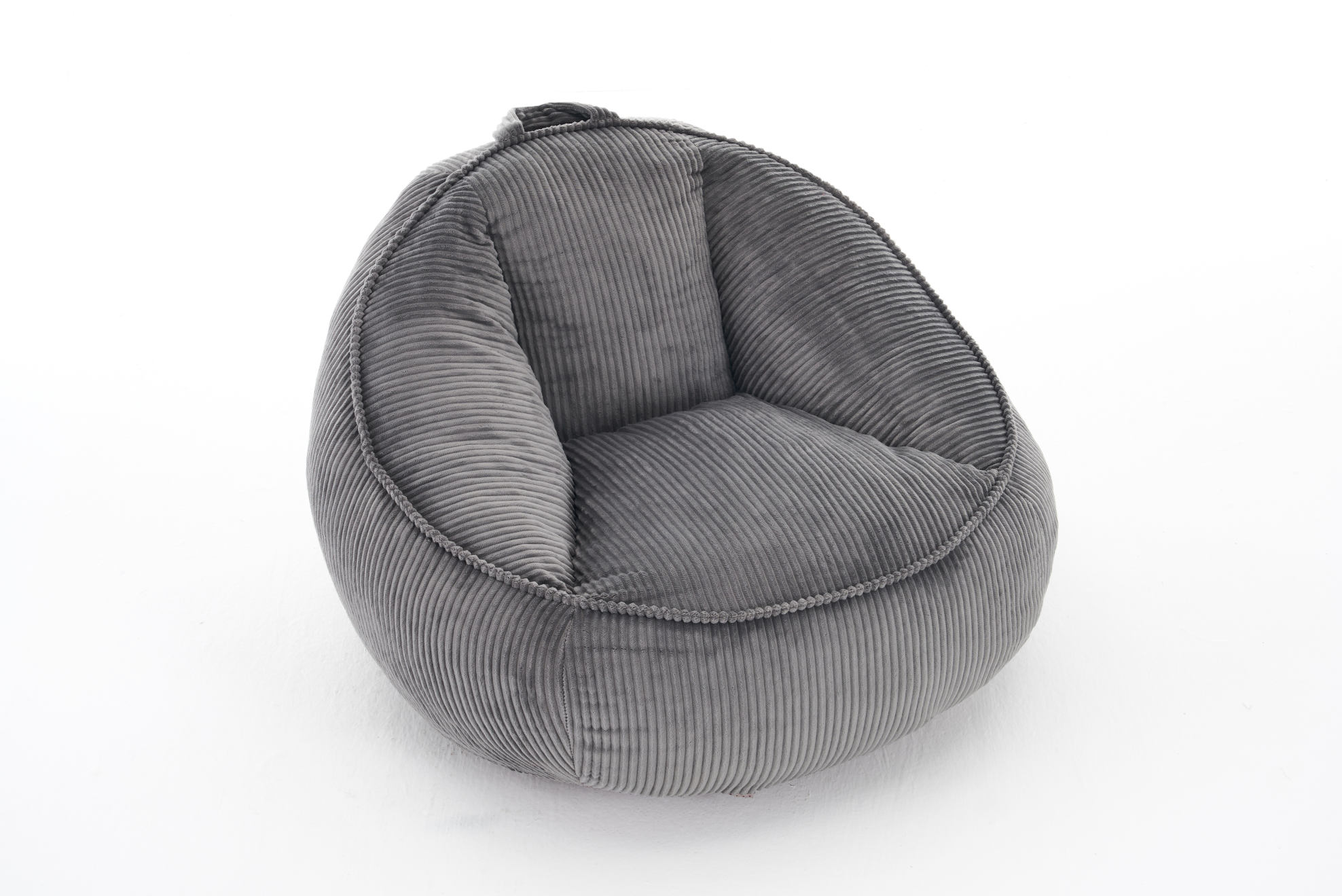 Pouf Fauteuil Ergonomique En Velours Côtelé Gris Clair, Remplissage À Mémoire De Forme, Pour Salon, Chambre, Bureau Et Coin Lecture - Chicfurn