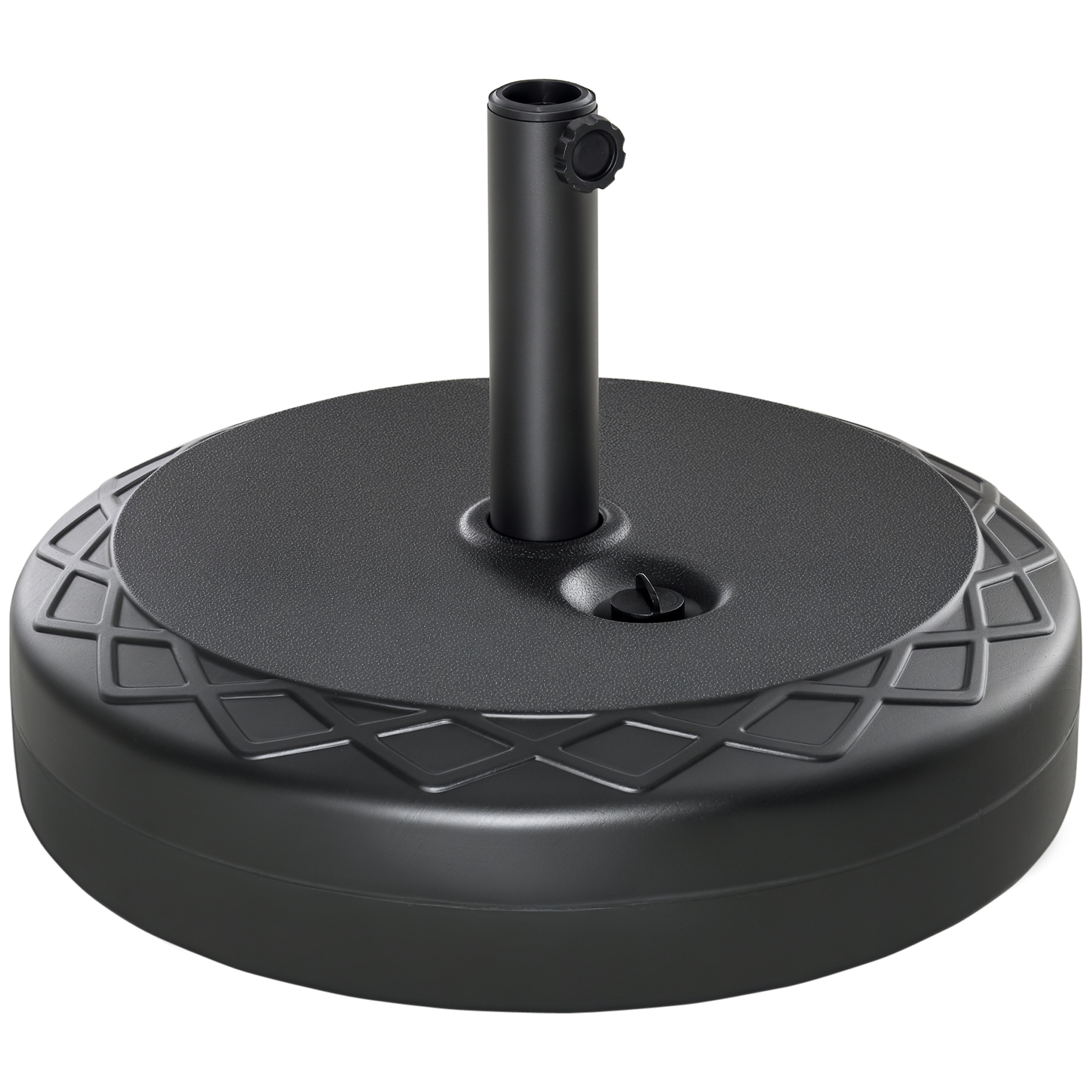 Base Parasol Ronde Plastique 30 Kg Ø55 Cm Pour Mâts Ø38-48 Mm Noire