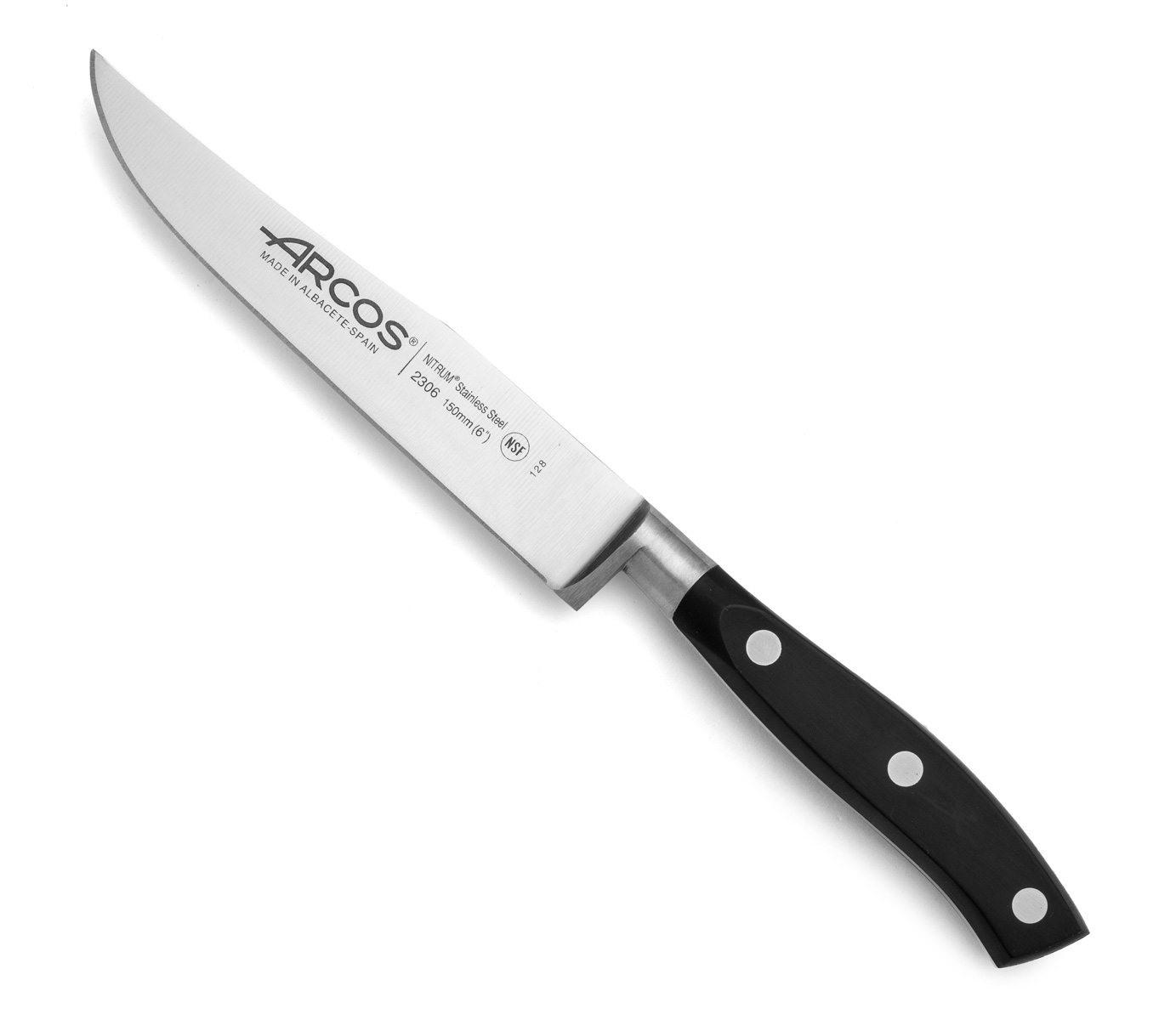Arcos Schwarz Küchenmesser Riviera 230600 Aus Nitrumstahl, Mit Mango Aus Polyoxymethylen Und 15 Cm Klinge Im Koffer.