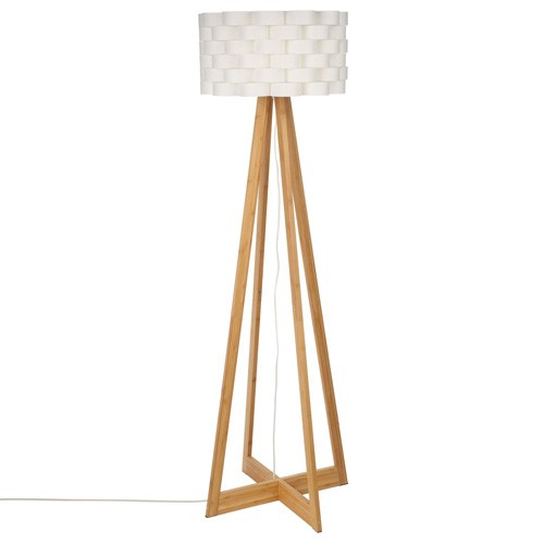 Lampe Sur Pied 'moki' En Bambou Et Blanc