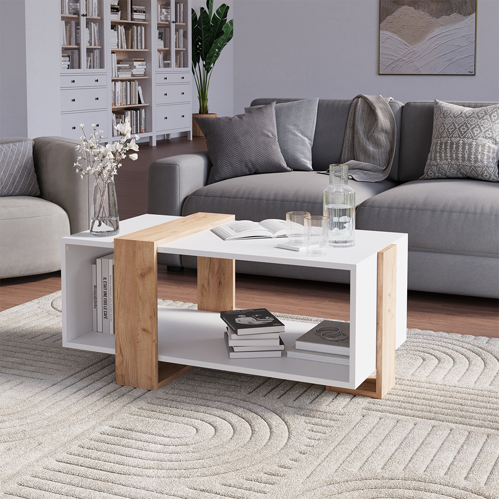 Vicco - Table Basse Aven, Chêne Blanc/force De L'Or, 91.5x52cm