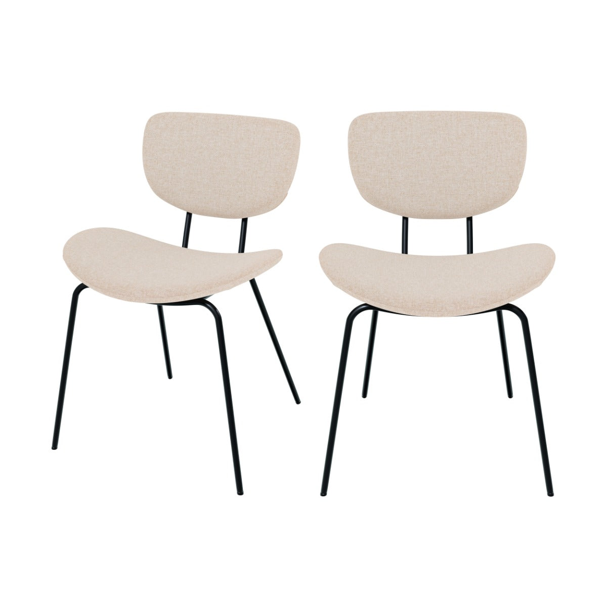 Rendez-vous Déco - Lot De 2 Chaises En Tissu Beige Et Pieds En Métal