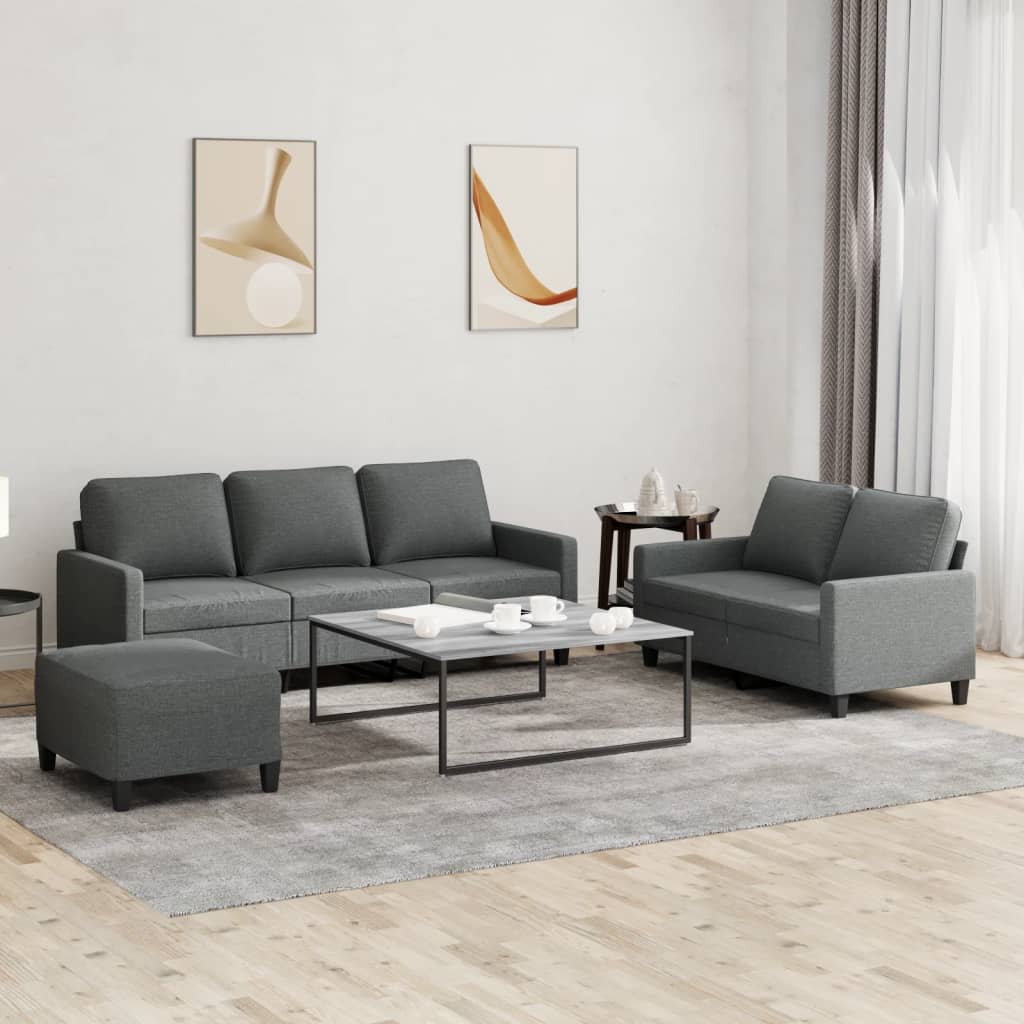 Vidaxl Grau Sofa + Bettsofa, Pasonum (Mit Kissen & Fusshocker) (2-Sitzer, 3-Sitzer) - Bild 4