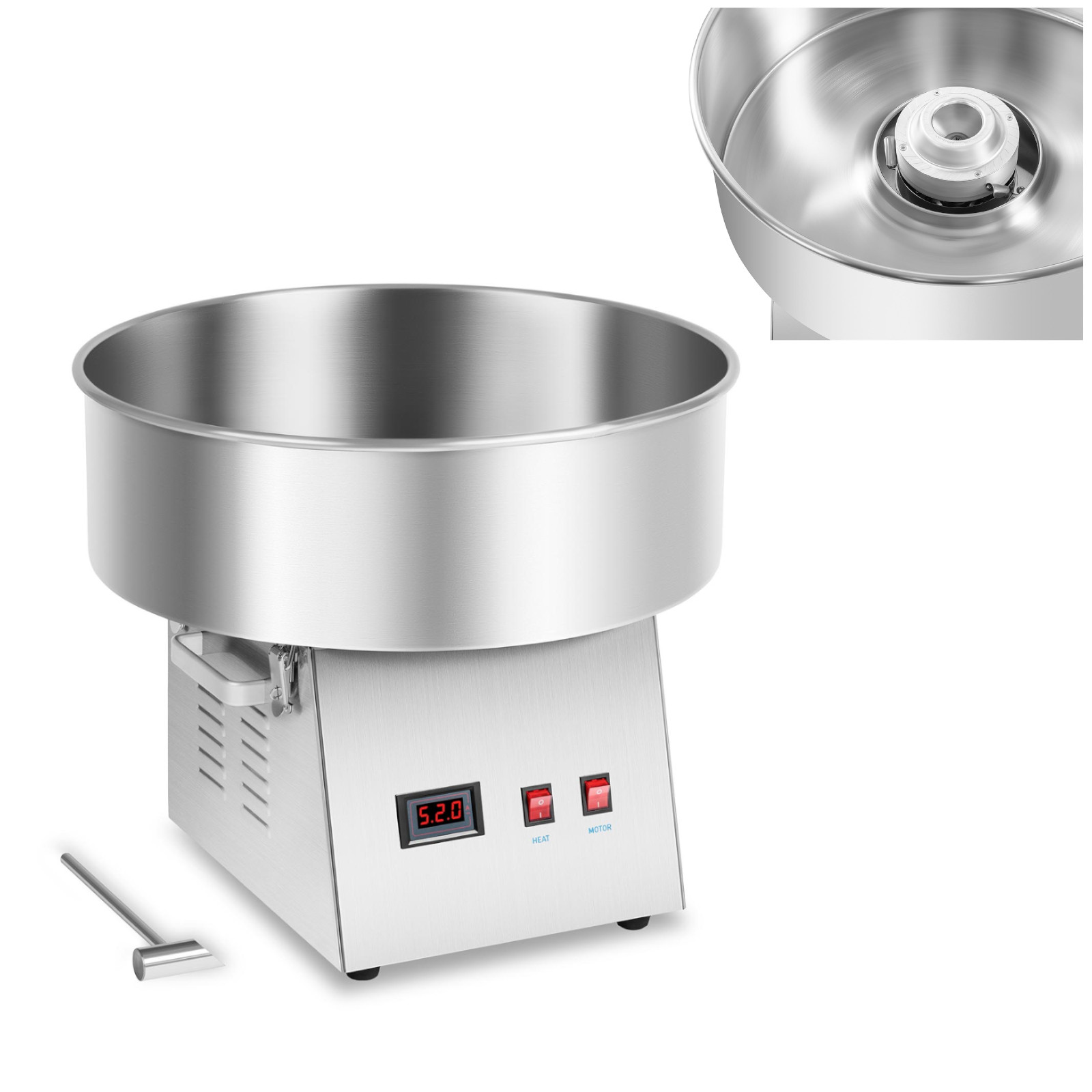 Royal Catering Silbern Zuckerwattemaschine 52 Cm 1000 W Vibrationsgedämpft Edelstahl - Zuckerwattemaschinen - Image 2