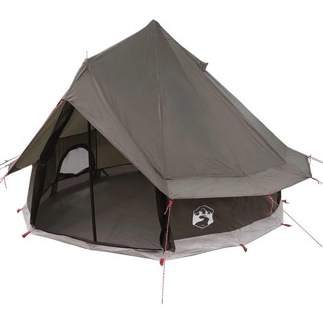 Carpa Tipi con techo Marrón Gris 250 x 250 cm Poliéster y Acero