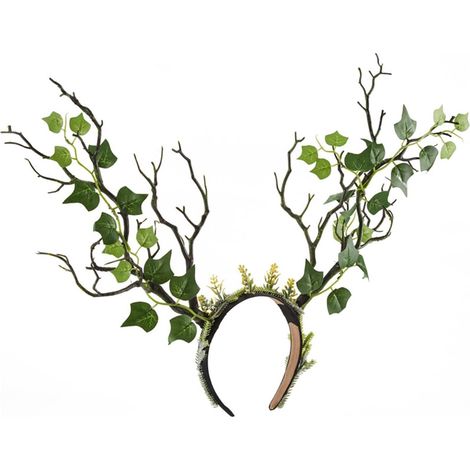 Serre-tête unique avec bois marron et motifs pour femme - Pour photos et costumes fantastiques - Pour fête et festival (1/5)