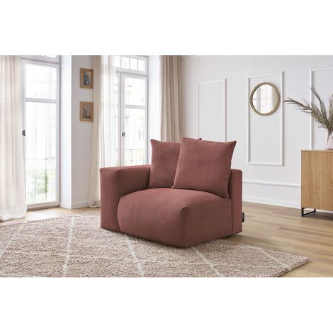 BOBOCHIC - Chauffeuse 1 place avec accoudoir pour canapé modulable VOLTAIRE Angle gauche Rose (1/5)