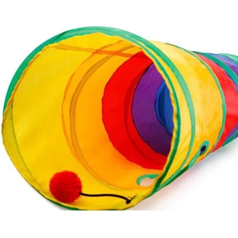 Tunnel pour chat imprimé vert, tunnel pour chaton bouclé avec balle, petits animaux (1/4)