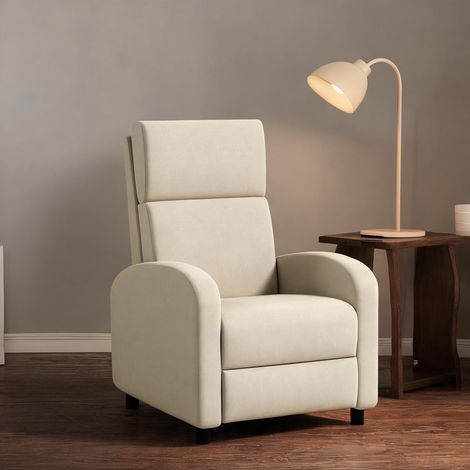 Fauteuil relax coloris cream blanc en polyester 86 x 64 x 102 cm (1/5)