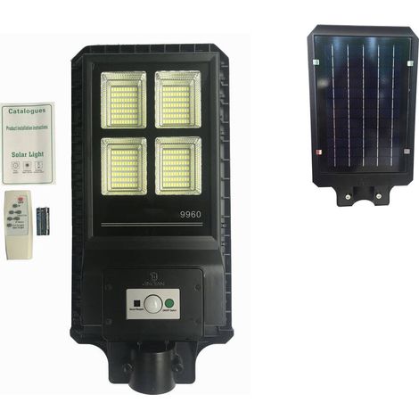 LAMPIONE STRADALE CON TELECOMANDO LED 60 W PANNELLO SOLARE FOTOVOLTAICO 280 LED
