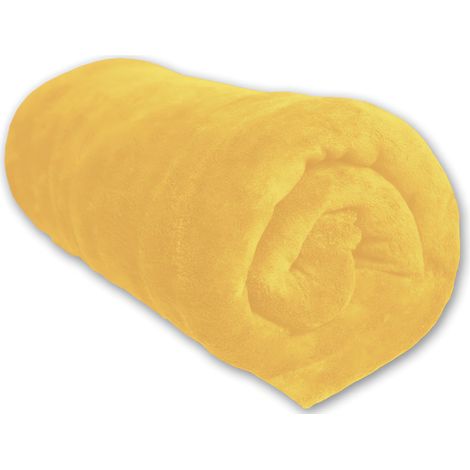 Couverture polaire 180x220 cm MICROFIBRE jaune, par Soleil d'ocre