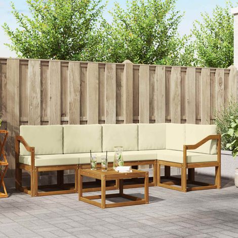 Outdoor-Sofagarnitur mit Kissen 6 pcs Natur und Creme
