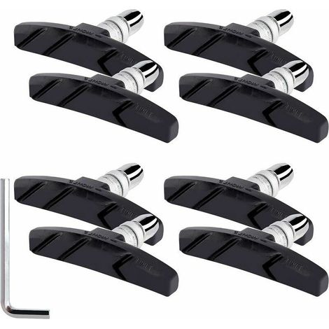 Patins de Frein Vélo V-Brake 70 mm avec Ecrous Hexagonaux Entretoises et Clépour Vélo de Route Montagne Cyclisme Noir 4 Paires (1/5)