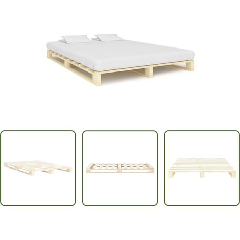 Cadre de lit -  Cadre de lit de palette sans matelas 200x200 cm bois massif pin (1/5)