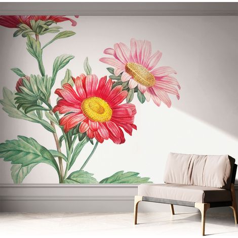 Papier peint autocollant adhésif avec motifs pour salon et chambre accessoire stylé pour votre intérieur Fleurs délicates 312x219 cm (1/5)
