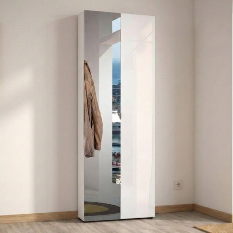 Armario Multiuso 2 Puertas Crisocola, 11 Estantes, Hecho en Italia, 19x200h cm Blanco Brillante (1/5)