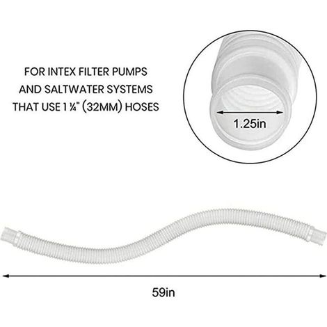 Tuyau Piscine 32mm, 2Pcs Tuyau pour Piscine Hors Sol, 150cm/59in Tuyau de Rechange pour Piscine, Tuyau pour Pompe de Piscine pour Intex 330 GPH, 530 GPH et 1000 GPH (1/4)