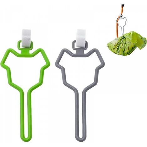 Porte-sac à déjections canines mains libres pour laisse, porte-sac et distributeur réglables - Ajustement universel pour toutes les laisses, indispensable pour la promenade du chien, gris et vert (1/5)