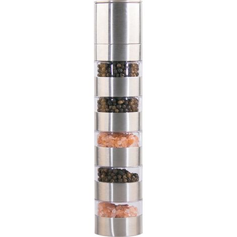 Moulin à poivre manuel en acier inoxydable multifonction compact réglable pour épices cuisine (1/5)