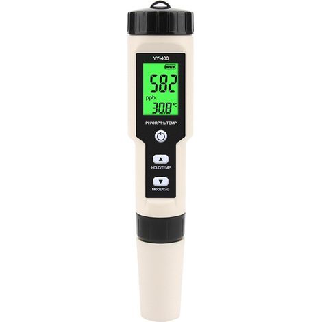 Medidor de calidad del agua 4 en 1: pH/ORP/contenido de hidrógeno/temperatura, protección IP67, material ABS, color negro/blanco. (1/5)