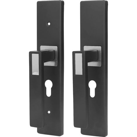 Türgriff-Set für den Innenbereich, Türgriffschloss aus Aluminiumlegierung, abgeschrägter Winkel, komfortabler Griff, 7 Schrauben, 3 Schlüssel, oxidationsbeständig für den Einsatz im Badezimmer (Schwar (1/5)