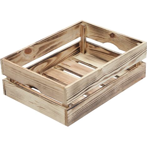Contenitore a Cassetta Salvaspazio 40x30x14 cm in Legno Effetto Fiammato Naturale (1/2)