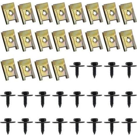 40 Pcs Clips de Fixation Voiture, Vis Et Boulons de Voiture, U-Clip Fixation, Écrou et Clip Garde-Boue Automobile, Agrafes Carrosserie, Vis Soubassement, Vis d'Aile Carrosserie (1/5)