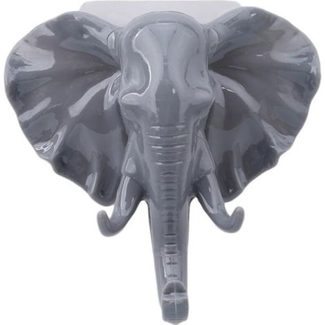 Crochet Mural Adhésif - Tête D Éléphant - 11 X 11 Cm - En ABS - Pour Porte Mur Cuisine - 1 Pièce (1/5)