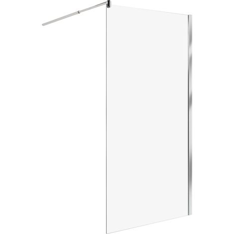 Mampara de ducha de vidrio templado sin puerta plateado 100 x 190 cm Ahaus