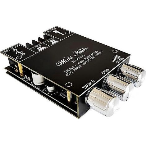 Mini amplificateur audio compatible Bluetooth 2x100W avec réglage des aigus et des graves (1/5)