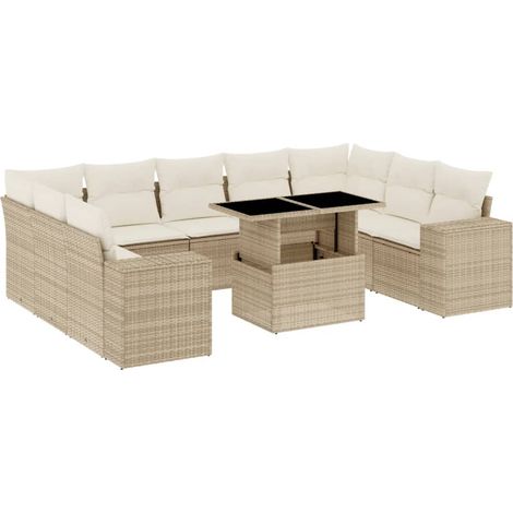 Set Divano da Giardino 10 pz con Cuscini Beige in Polyrattan vidaXL (1/5)