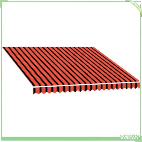 Toile d'auvent - FAFEICY - Rayé - Orange et marron - 280x245 cm - Anti-UV, revêtement PU (1/5)