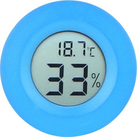 Mini thermomètre numérique LCD intégré circulaire, hygromètre, humidité, température, intérieur bleu (1/5)