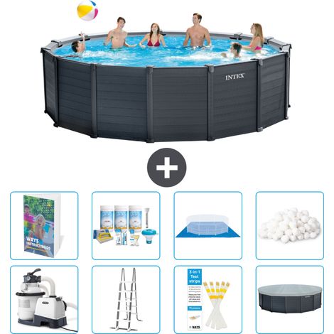 Intex Piscine Graphite Panel Ronde - 478x124 cm - 9-pièces  S537 (1/4)