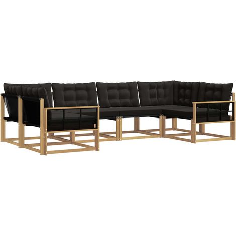 Set di divani da esterno 6 pz 6-Posti Bianco e Nero vidaXL (1/5)