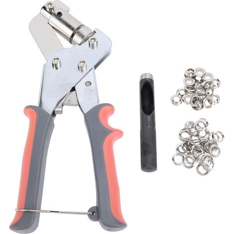 Kit d'œillets en tissu 3/8 pouces, pince perforatrice à main, outil de presse Orange gris avec 10.5mm 500 jeux d'œillets argentés (1/5)
