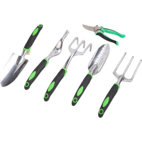 Aluminiumlegierungs-Gartengeräte-Set mit Kunststoffgriffen, 6-teilig, geeignet zum Pflanzen, Graben und Jäten, leicht zu transportieren