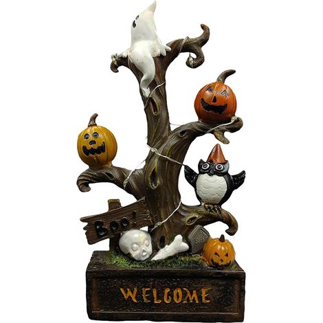 Statuettes Halloween Intérieur Statue Arbre Bienvenue Lumineux Figurine de Plateau à Étages pour les Fêtes Pour maison salon chambre bureau dortoir étude bibliothèque manteau jardin patio (1/5)
