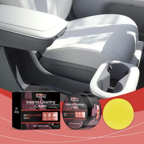 Crème d'entretien pour intérieur cuir de voiture : polissage et rénovation des sièges. Crème nettoyante et d'entretien du cuir – 100 g + éponge (1/5)