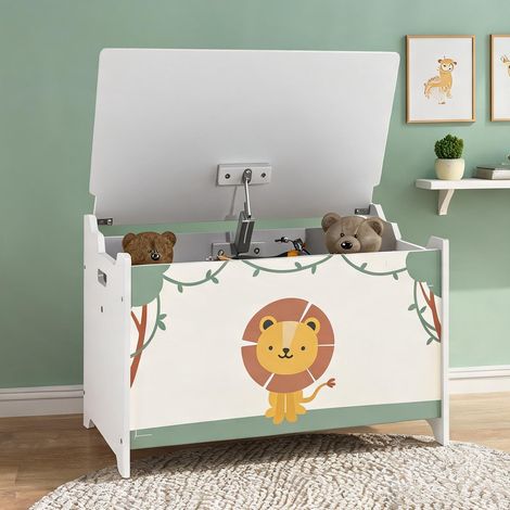 Coffre de rangement enfant en MDF avec couvercle rabattable verde (1/5)